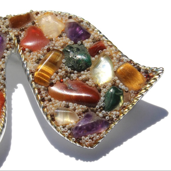 Vintage Kramer Embedded Gemstone Brooch - Picture 3 of 5